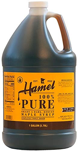 Hamel Pure Maple Syrup gallon pour enhances pancakes with robust maple flavor