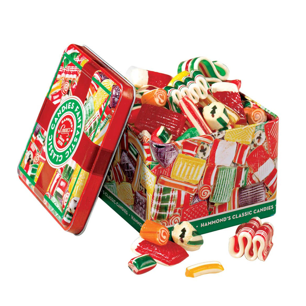 Hammond's Candies holiday classics in decorative tin, ideal for gifting