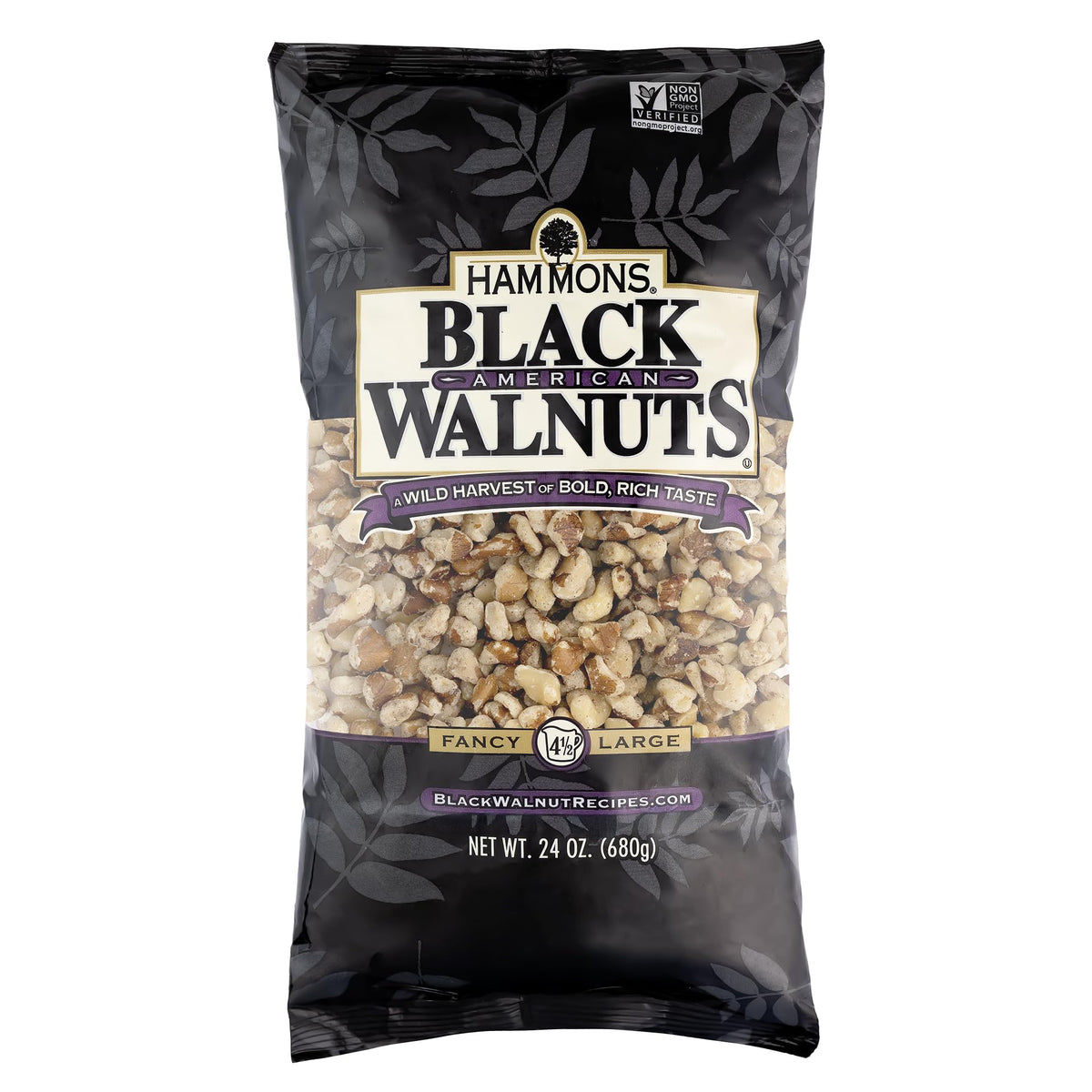 Hammons Fancy Large Black Walnuts bottle highlighting bold flavor for keto-friendly snacking.