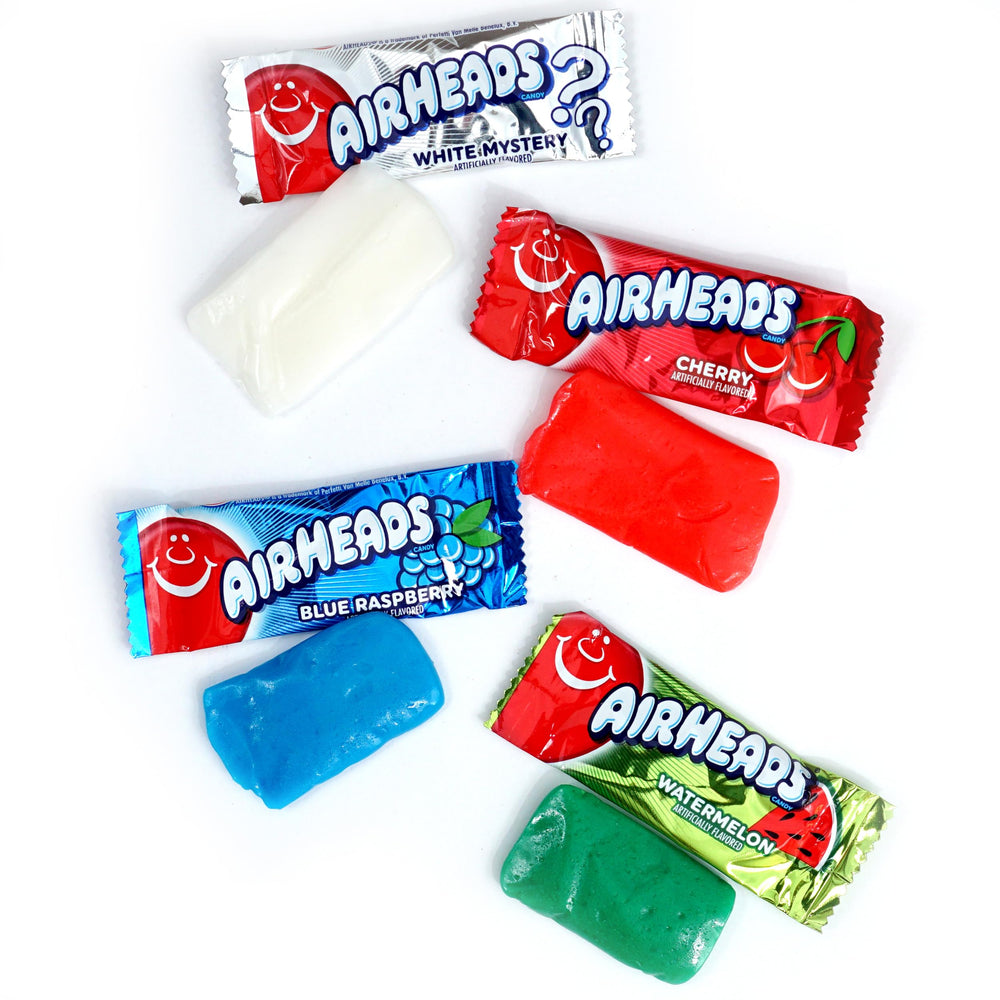 The Hampton Candy Company Airheads Minis blue raspberry flavor brightens snacks.