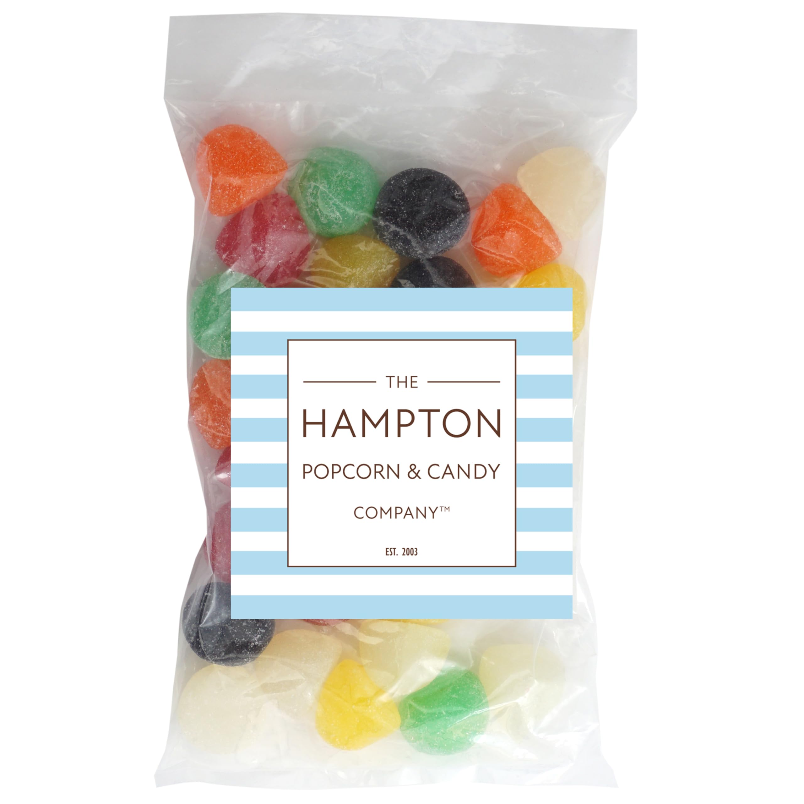 Close-up of The Hampton Candy Company gumdrops in bright colors.