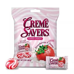 Cream Savers Strawberries and Cream flavor detail and packaging