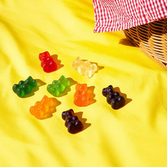 Hampton Candy gummy bears tangerine flavor close-up for refreshing bite.