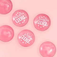 Close-up of pink gum candies by The Hampton Candy Company shows chewy texture