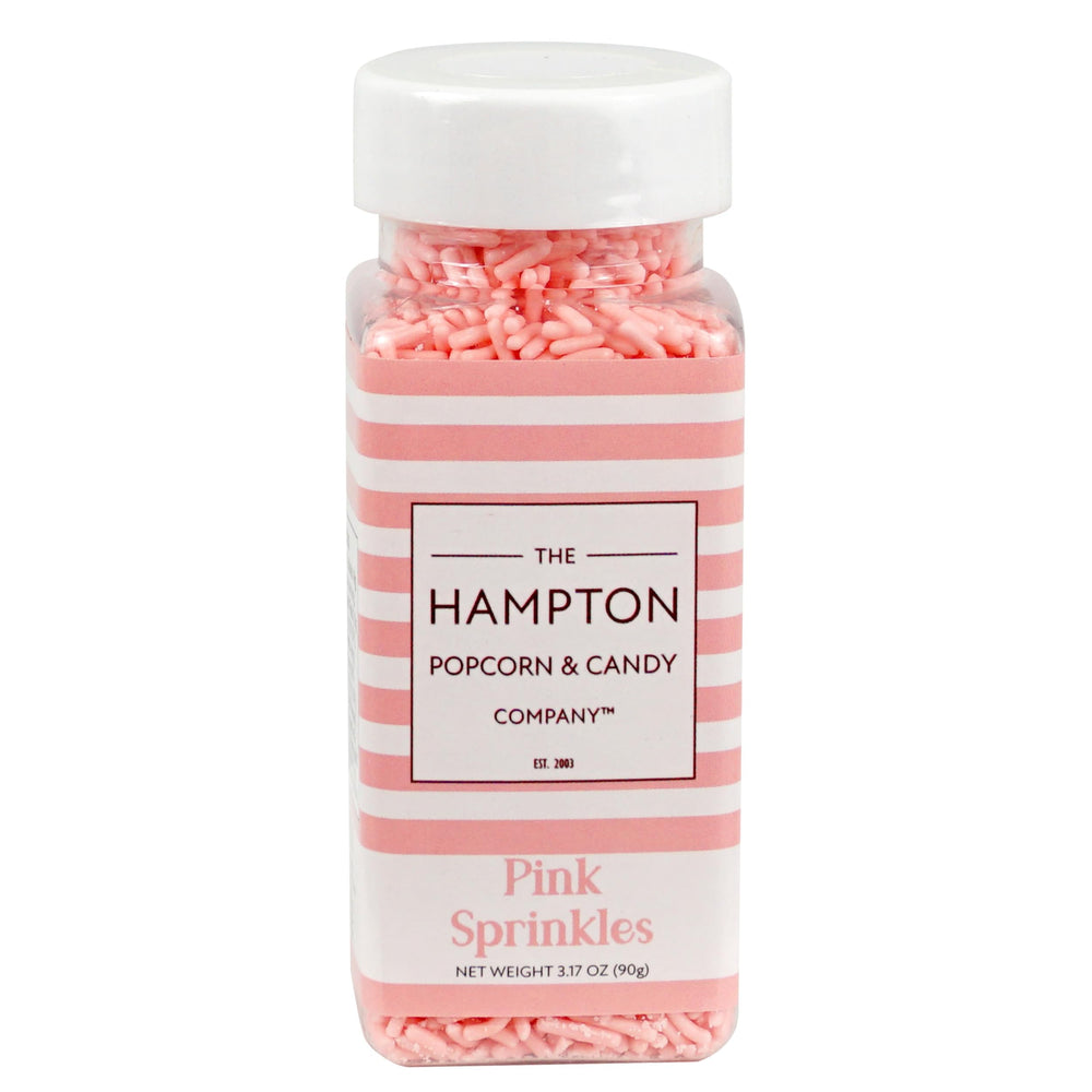 Compact Hampton Candy pink sprinkles jar packaging keeps sprinkles ready for decorating