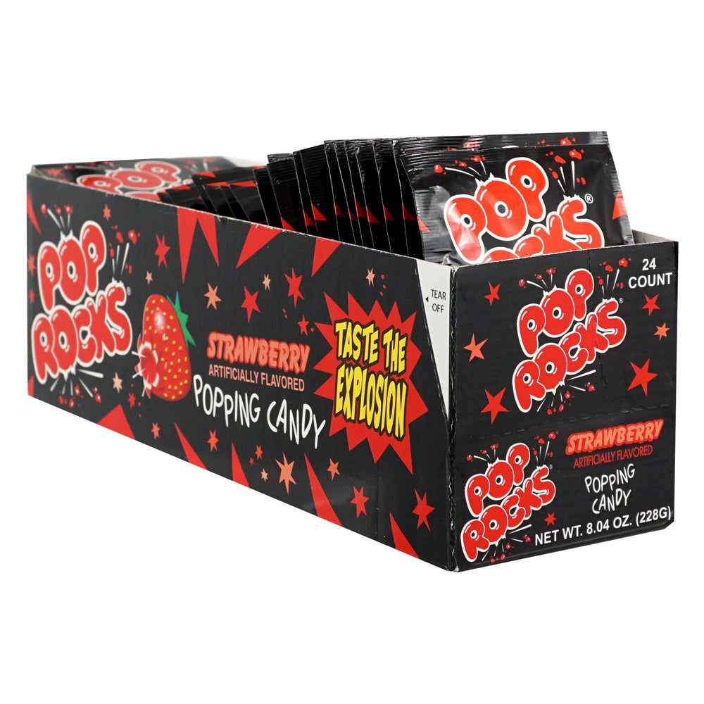 The Hampton Candy Company Pop Rocks Strawberry 24-pack layout, colorful display for celebrations and sharing.