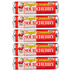 The Hampton Candy Company Regal Crown Roll Sour Cherry pack showing five rolls for sharing.