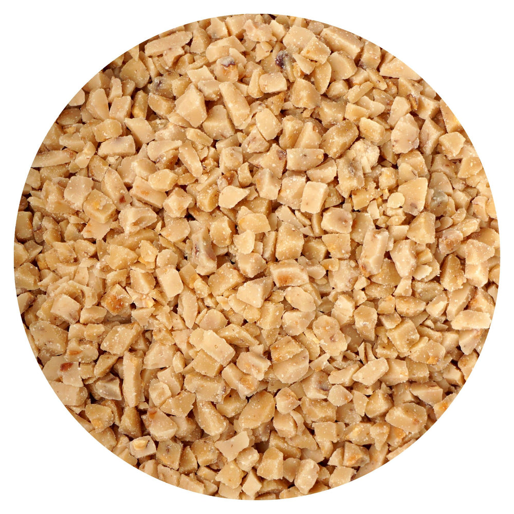 The Hampton Candy Company toffee bits 1lb bulk bag front view for dessert topping.