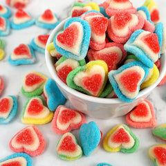 The Hampton Candy Company Triple Heart Gummies heart-shaped detail highlights festive appeal.