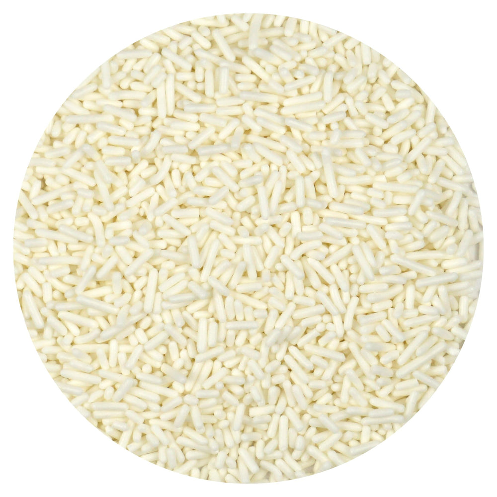 The Hampton Candy Company white sprinkles for cookies and baking applications.