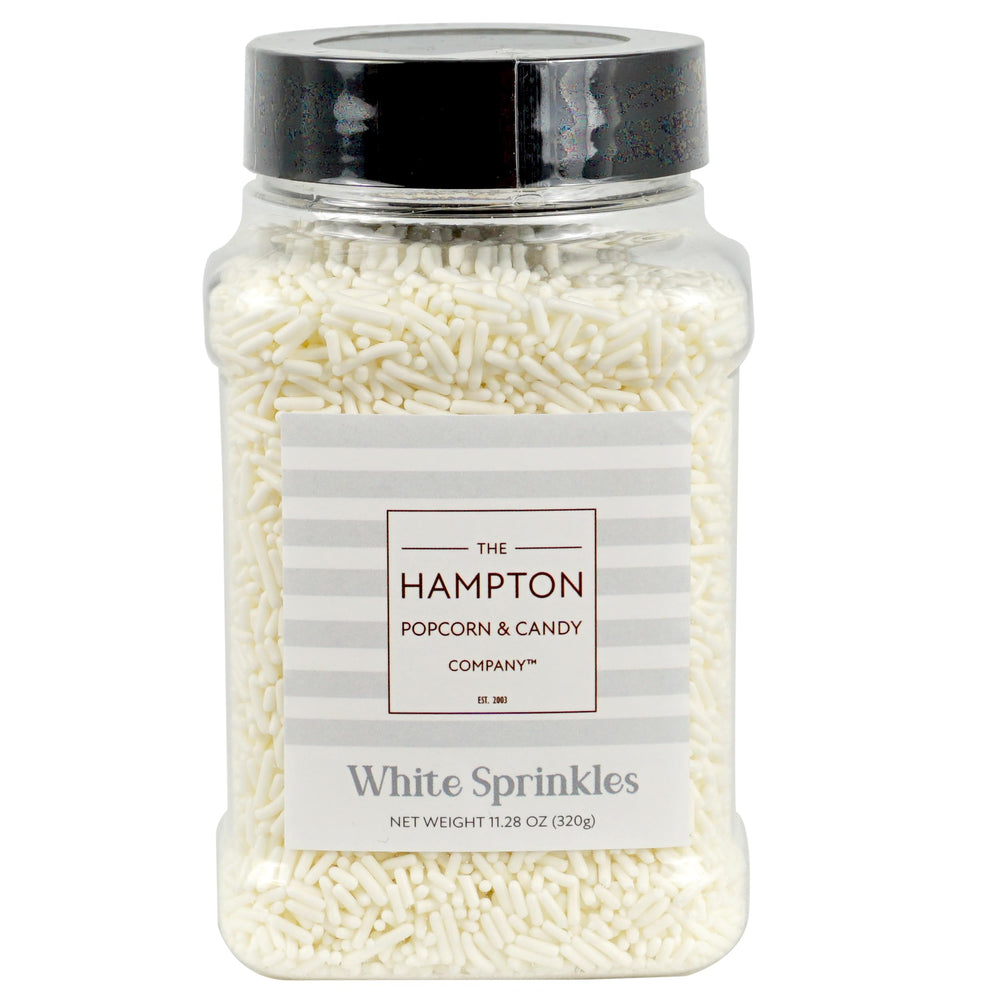 The Hampton Candy Company white sprinkles on ice cream for a festive look.