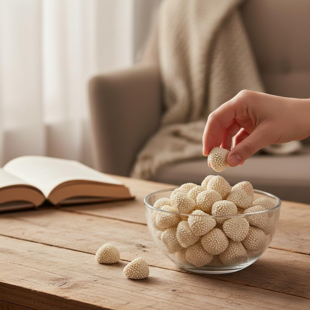 Champagne Bubbles gummies with a soft chewy center for a premium texture.