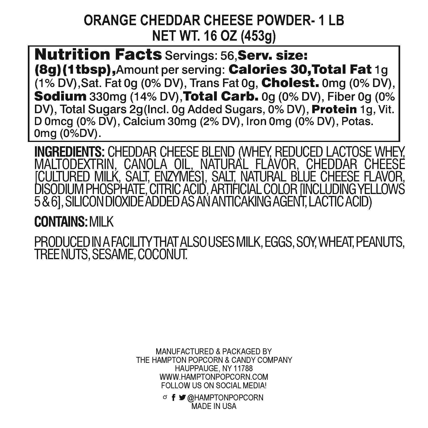 The Hampton Popcorn Company cheddar cheese powder pouring for sauces
