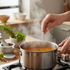 Hampton Distribution Grains of Paradise finished-dish, elevates potatoes and lamb with aromatic warmth.