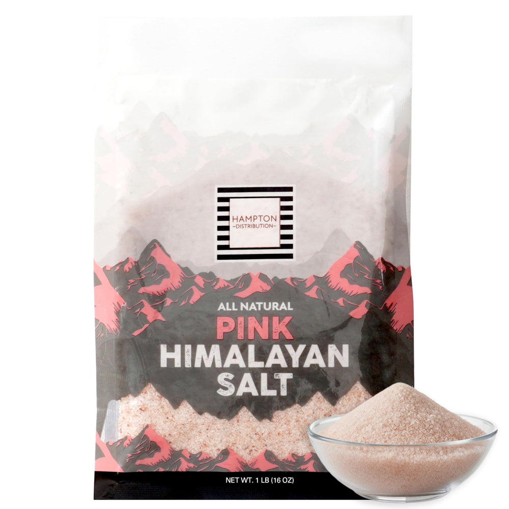 Hampton Distribution Himalayan pink salt 1lb bag for versatile seasoning