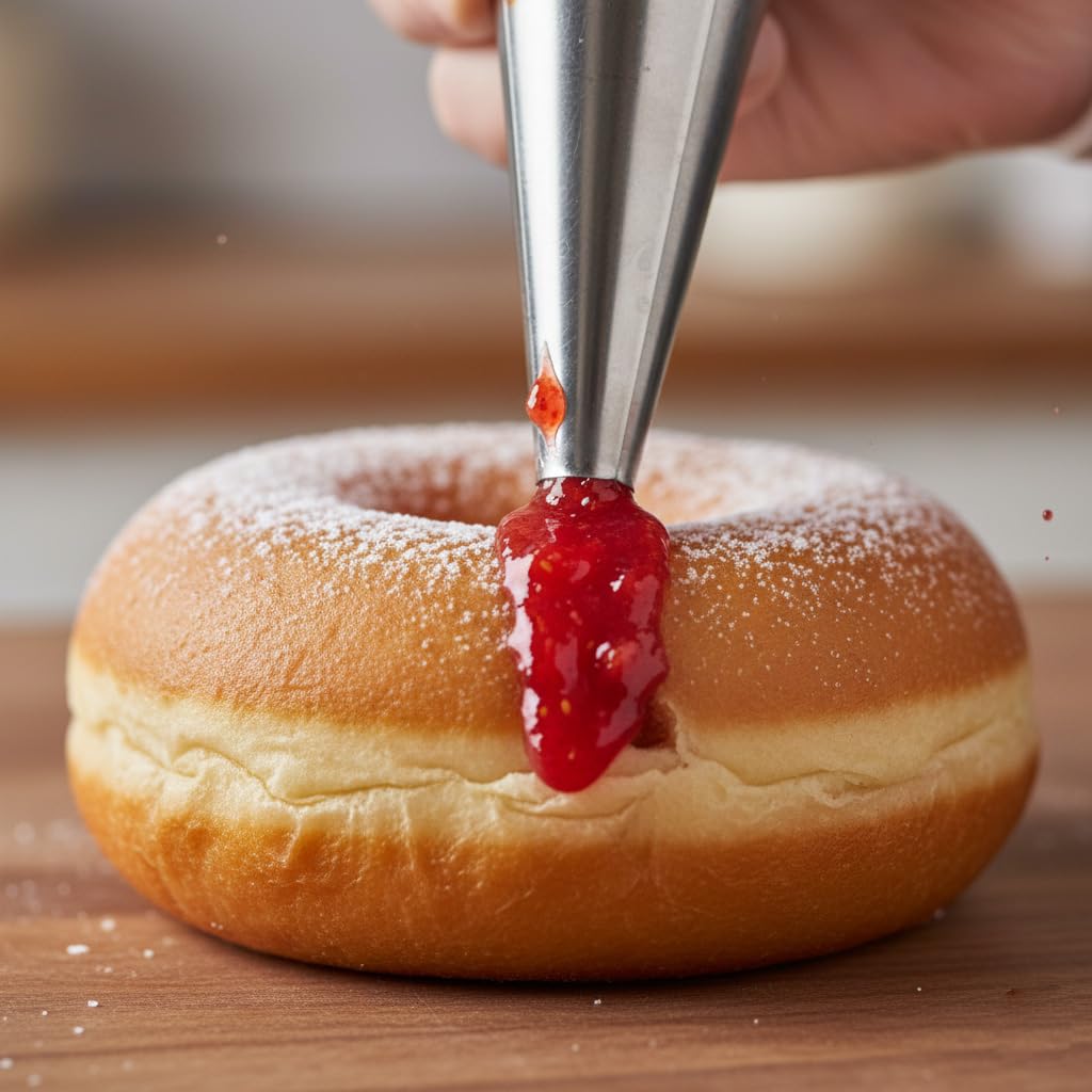 Hampton Distribution strawberry pie filling poured into a pastry shell for tarts.