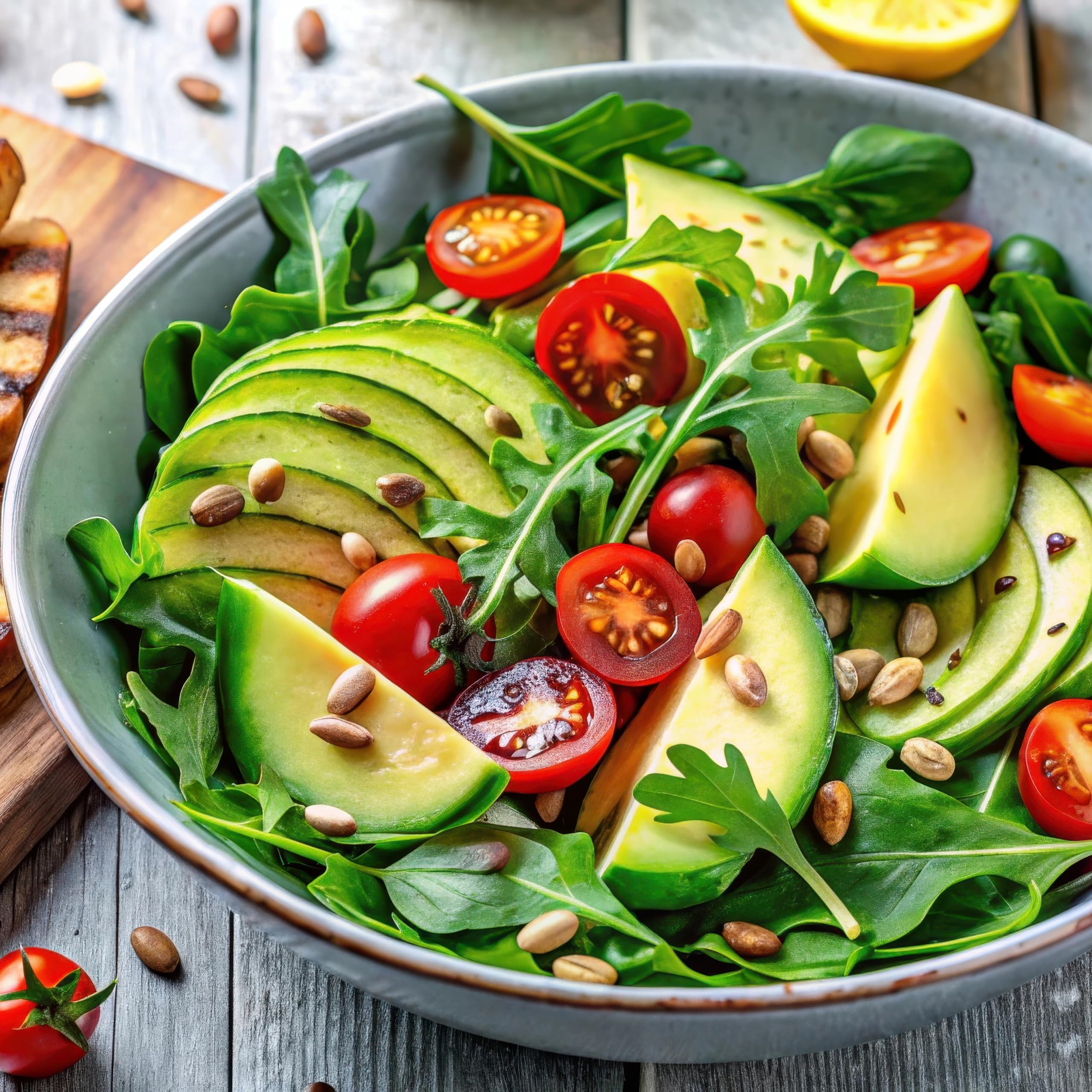 Hampton sunflower seeds on a salad, adding crunch