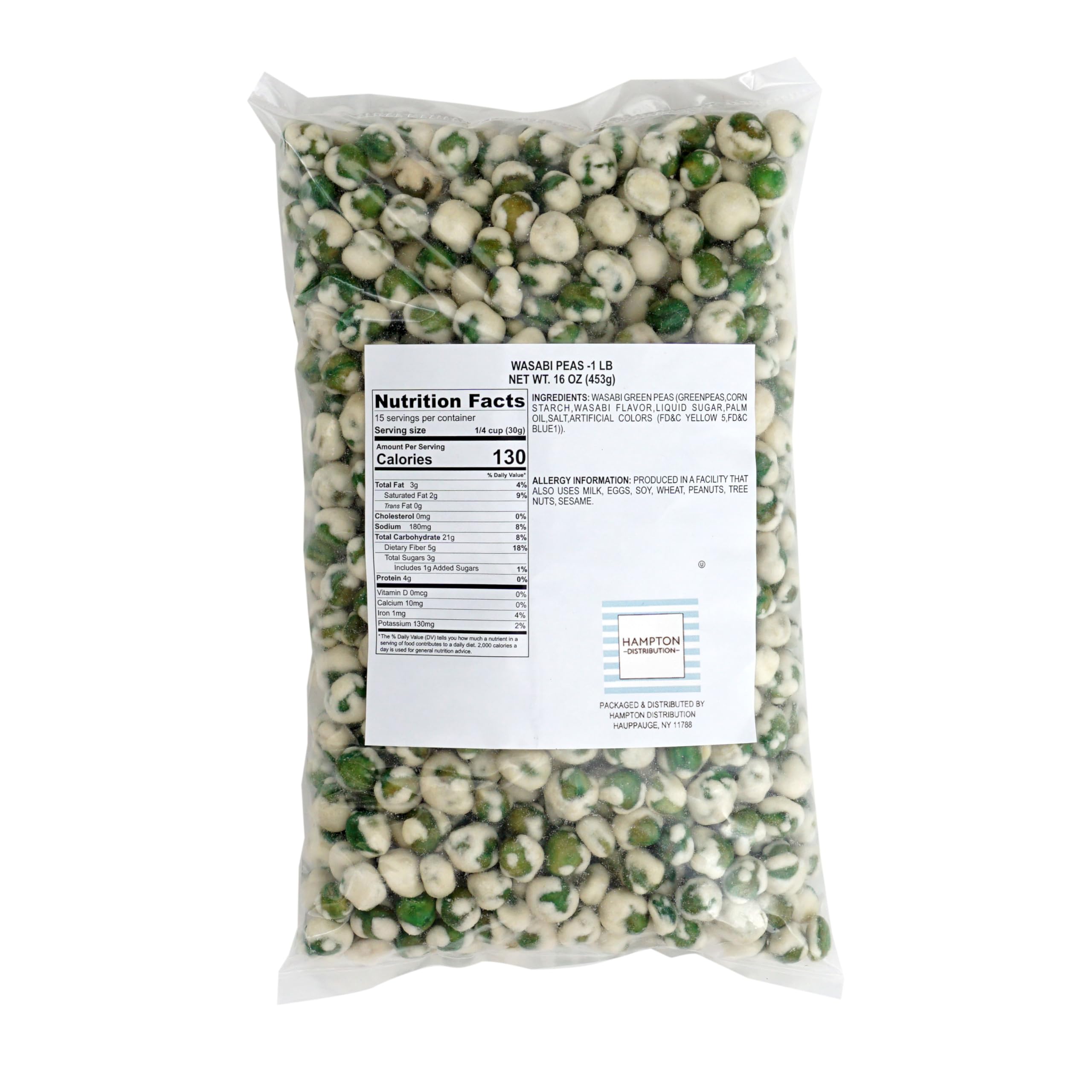 Hampton Distribution Wasabi Peas closeup highlights spicy coating and vibrant heat.