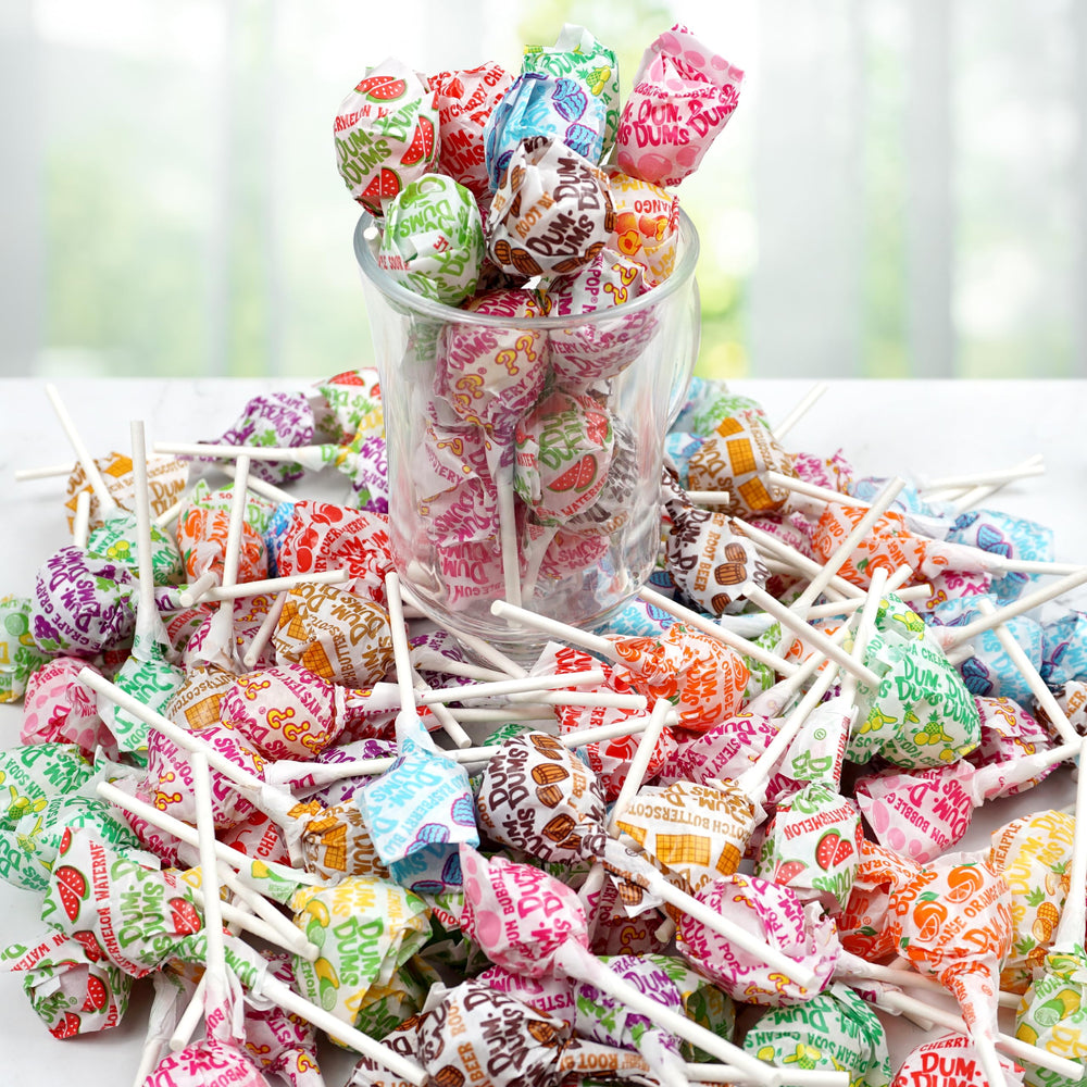 Tabletop Hampton Dum Dums display invites guests to snack.