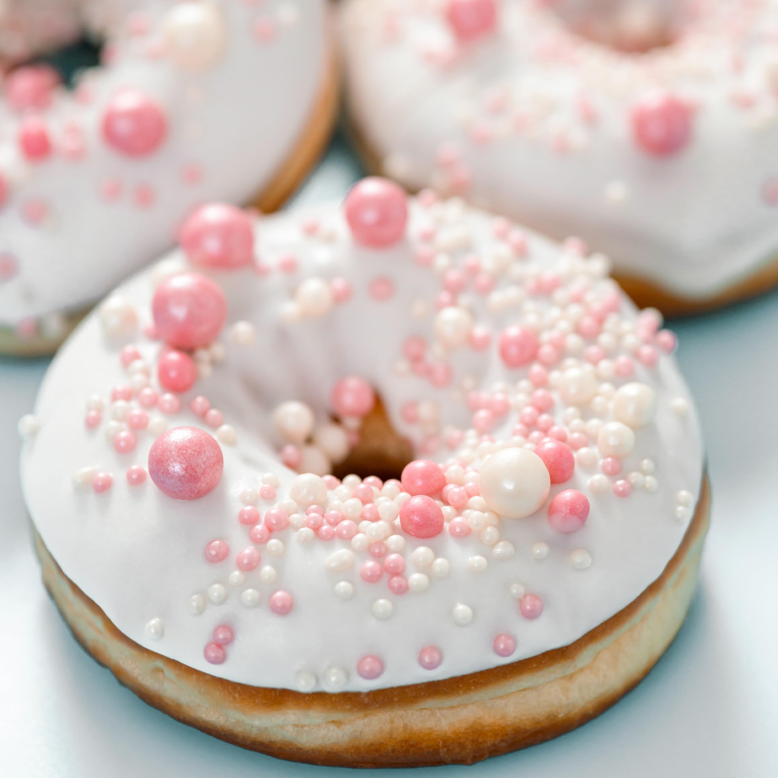 The Hampton Edible Pearls cupcake topping adding visual appeal.