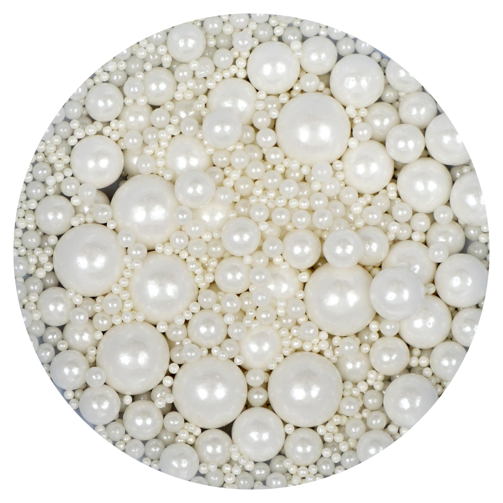 The Hampton Edible Pearls white jar close-up for cake decorating and dessert sparkle.