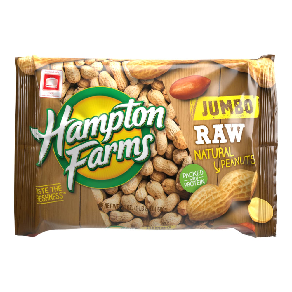 Hampton Farms jumbo raw in-shell peanuts in a bag for boiling at home.