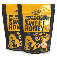 Hampton Farms Sweet Honey Roasted Peanuts bag—freshness in a resealable package.