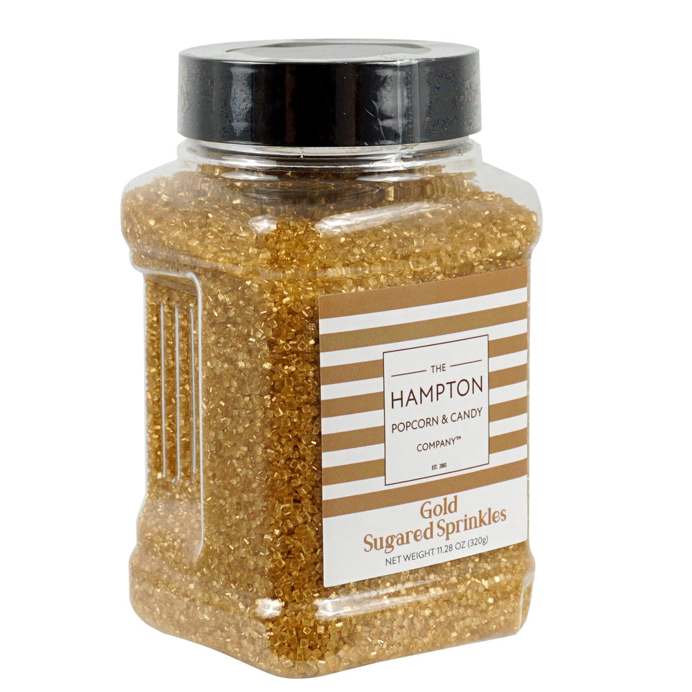 THE HAMPTON CANDY COMPANY gold sanding sugar cookie-decorating adds festive sparkle.