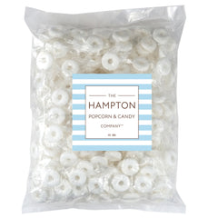 Open bulk bag of Peppermint Lifesavers showing bulk quantity and packaging.