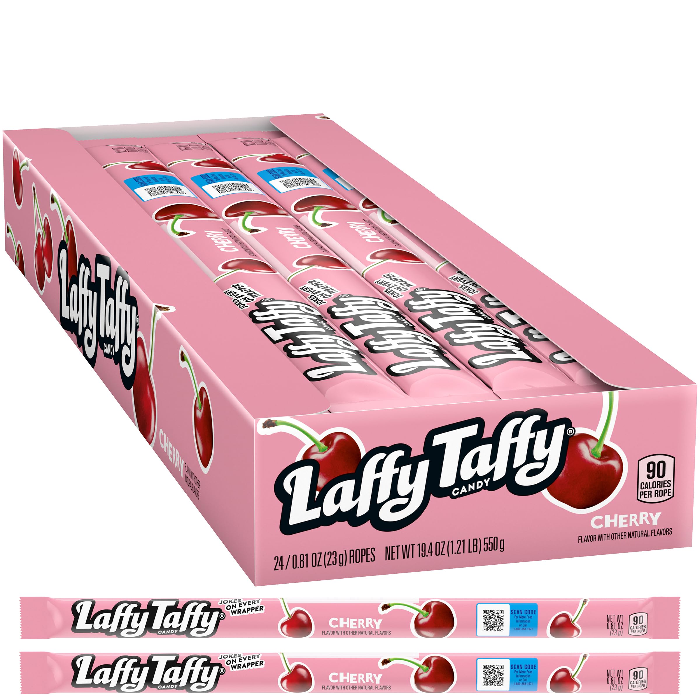The Hampton Popcorn Company Cherry Laffy Taffy Rope delivers a fruity chew.