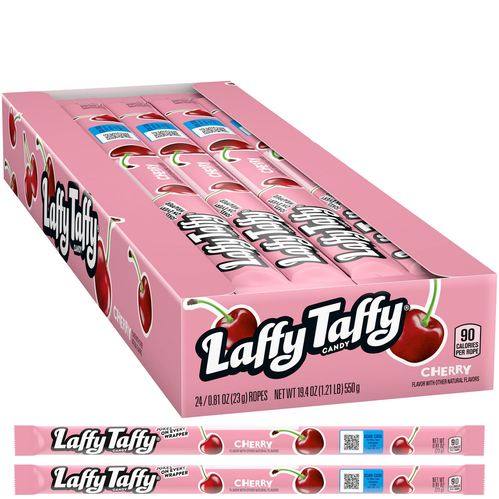 The Hampton Popcorn Company Cherry Laffy Taffy Rope delivers a fruity chew.