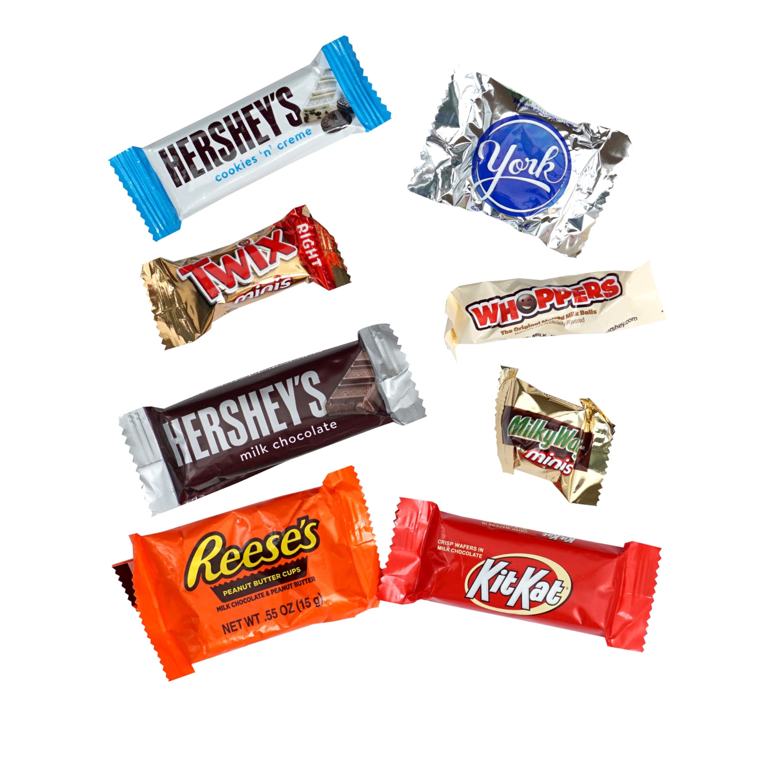 Assorted chocolate bars in an 8 lb bulk pack by The Hampton Popcorn.