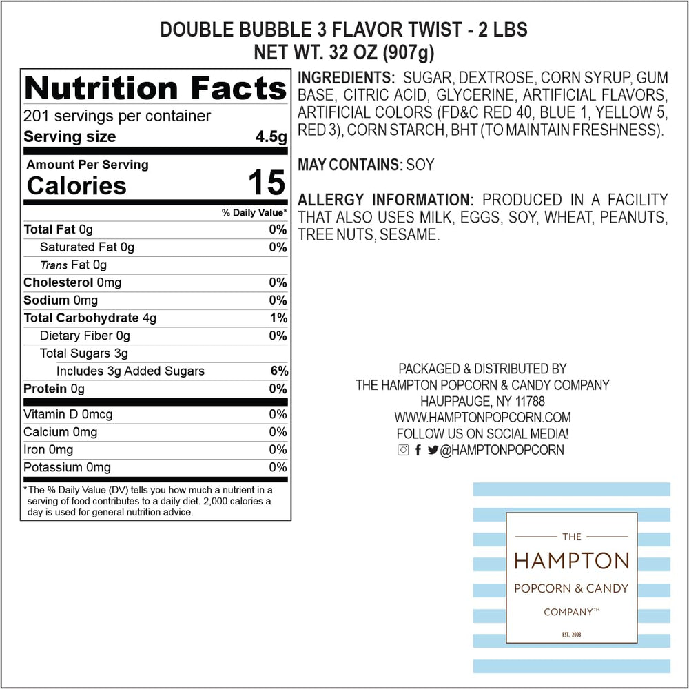 The Hampton Popcorn Company grape bubble gum piece ideal for tastings and quick snacks.