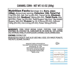 The Hampton Popcorn Company caramel popcorn close-up with glossy coating for crave-worthy flavor.