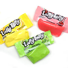 Three fruity Laffy Taffy flavors—Banana, Cherry, Sour Apple—chewy and shareable.