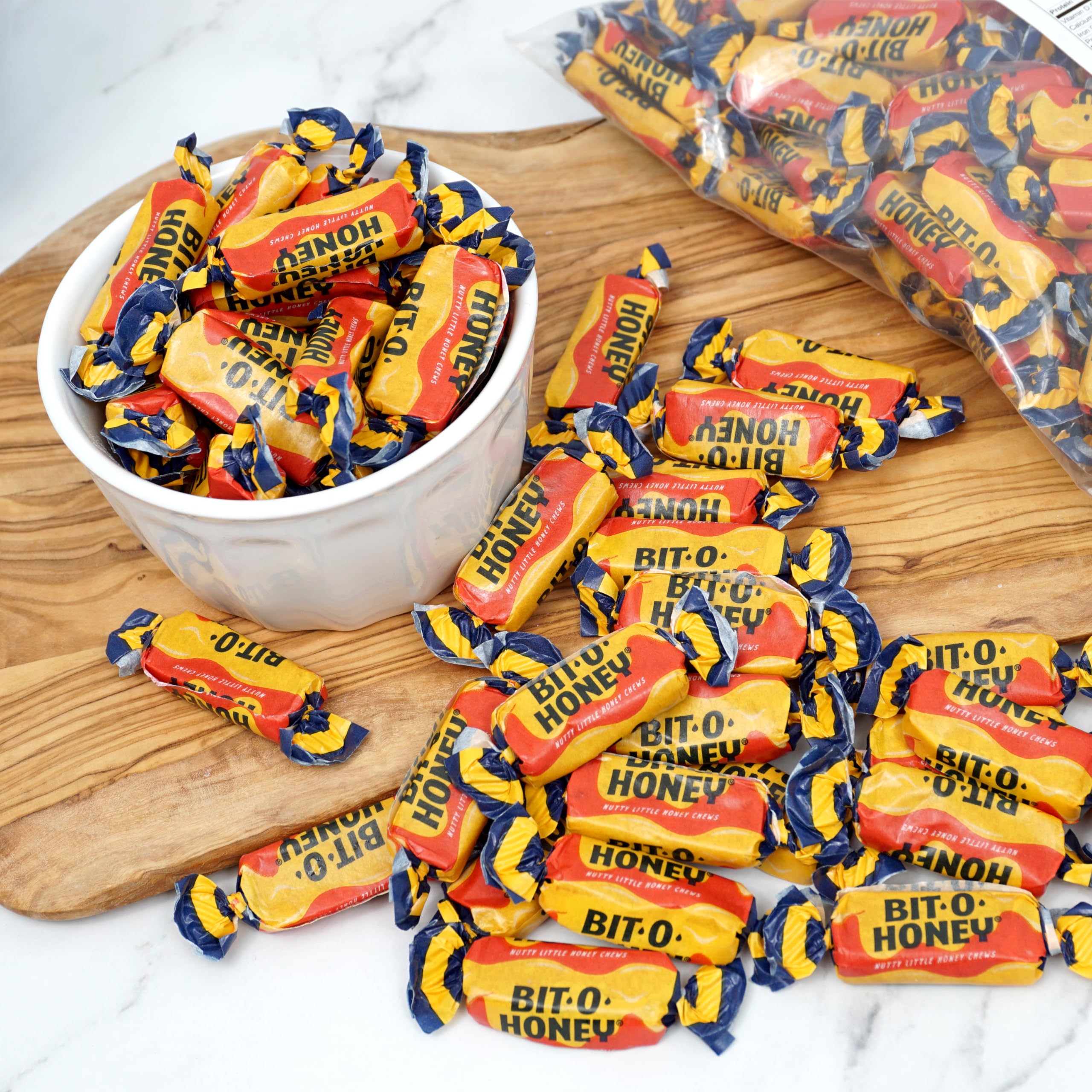 The Hampton Popcorn Company one-pound bag of honey taffy, ideal for gifting.