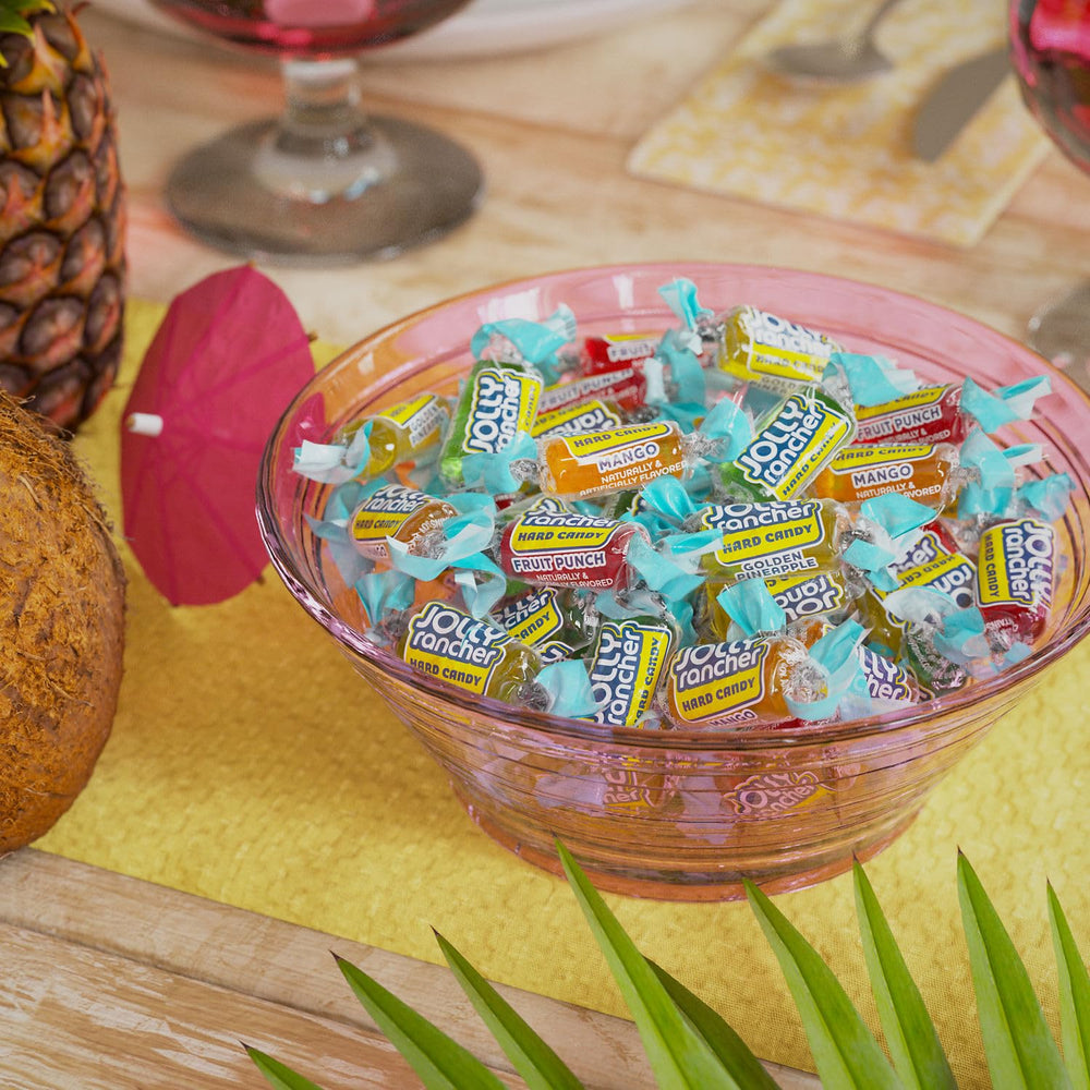 The Hampton Popcorn Company Jolly Ranchers Tropical Bag close-up on tropical fruit flavors