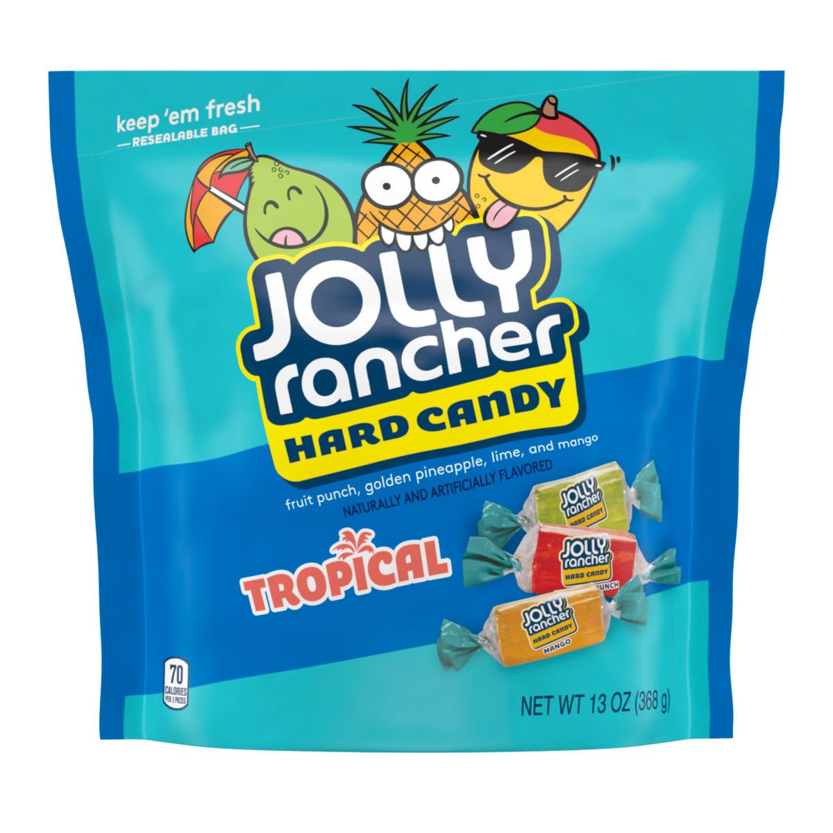 The Hampton Popcorn Company Jolly Ranchers Tropical Bag 13-ounce pack with individually wrapped candies