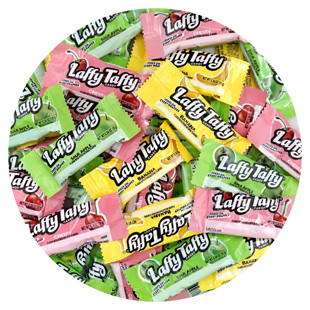 The Hampton Popcorn Company Laffy Taffy candies with assorted flavors, individually wrapped.
