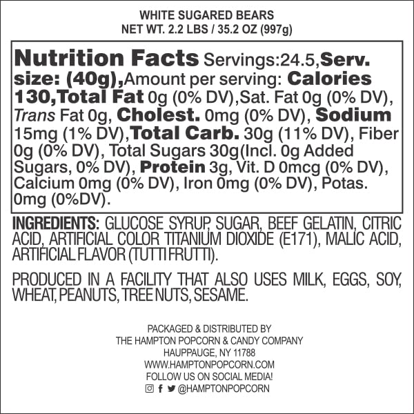 The Hampton Popcorn Company tutti-frutti gummy bears bulk bag for celebrations