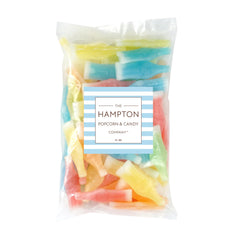 Retro packaging of Hampton Popcorn Company wax bottle candy evokes vintage gift charm.