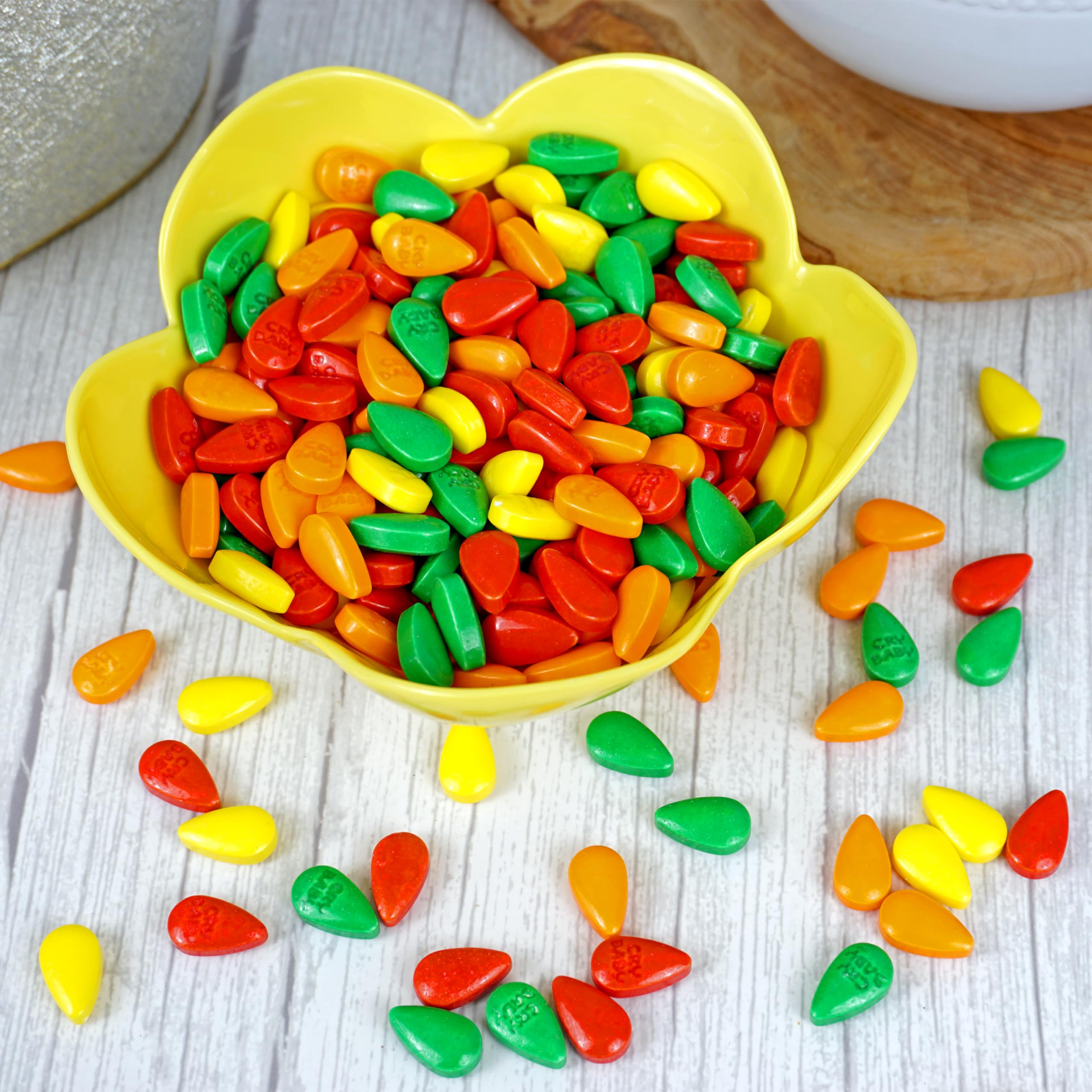 Cry Baby Tears bag pour closeup, perfect for refilling candy dispensers.
