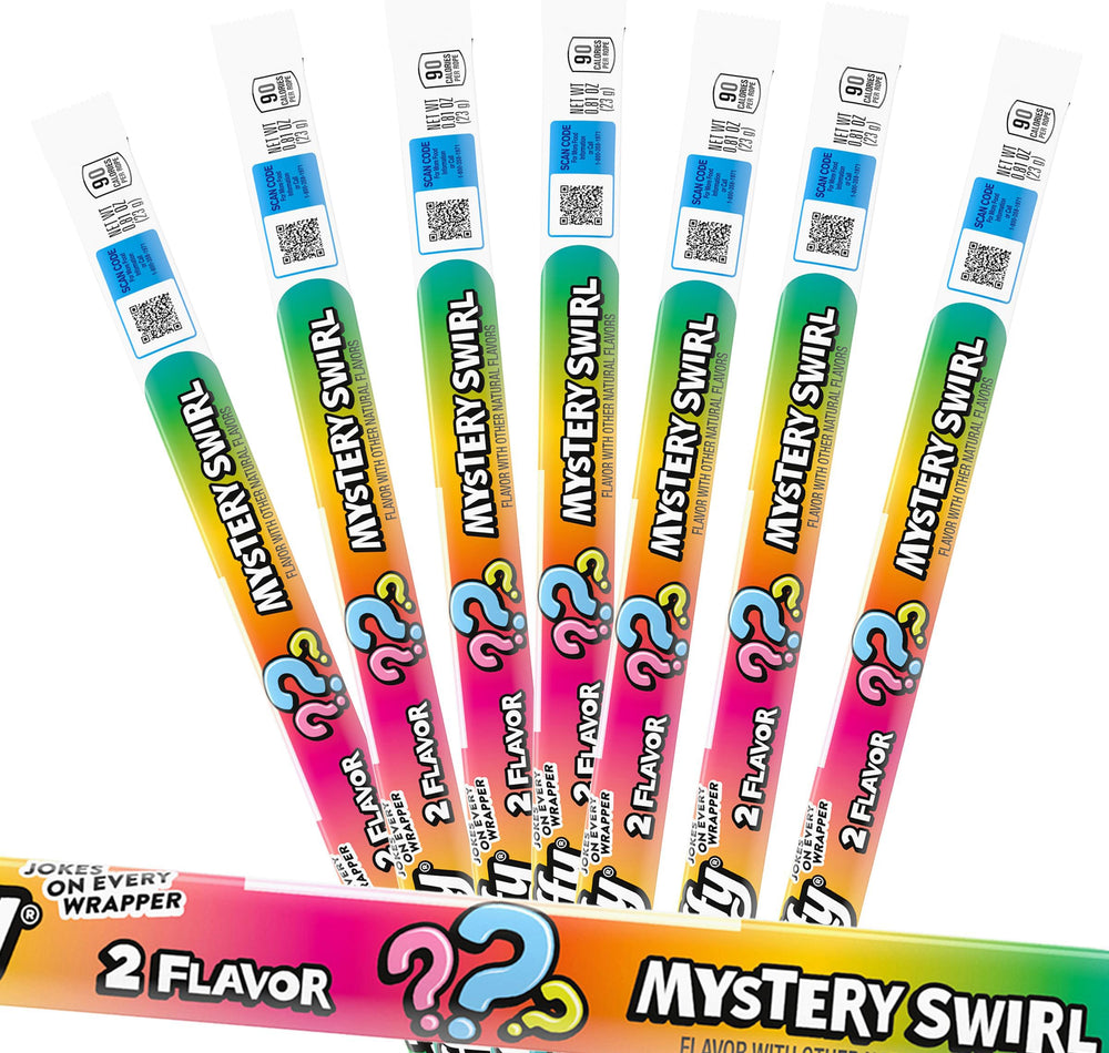 The Hampton Popcorn Company Laffy Mystery Swirl Taffy Rope Candy, rainbow rope, perfect party snack.