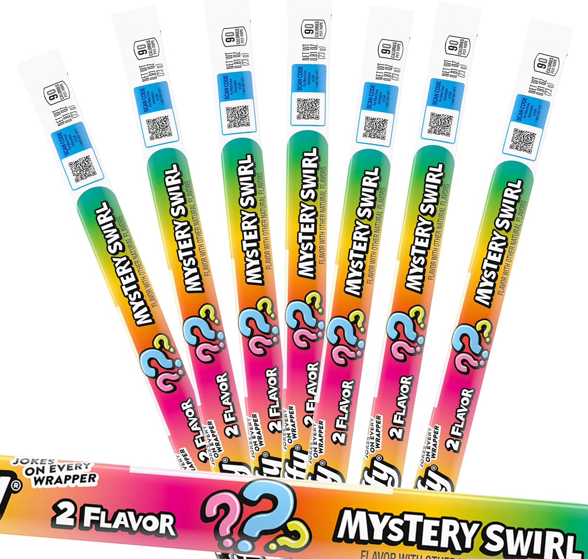 The Hampton Popcorn Company Laffy Mystery Swirl Taffy Rope Candy, rainbow rope, perfect party snack.
