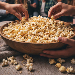 Mushroom kernels paired with cheddar dust for easy, tasty snacks