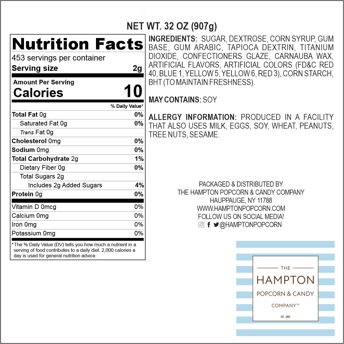 hampton popcorn company rainbow gumballs show vibrant fruity flavors for celebrations