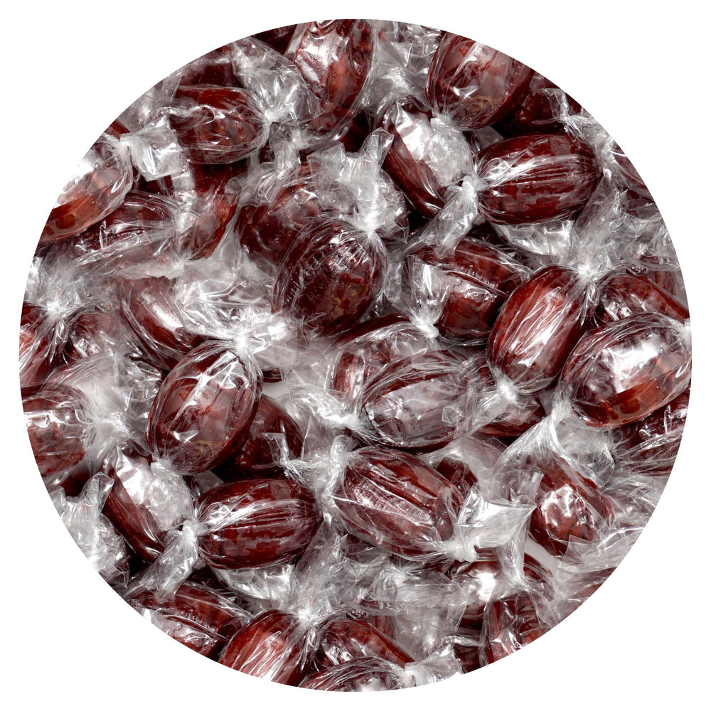 The Hampton Popcorn Company Root Beer Barrels bulk bag with about 65 pieces.