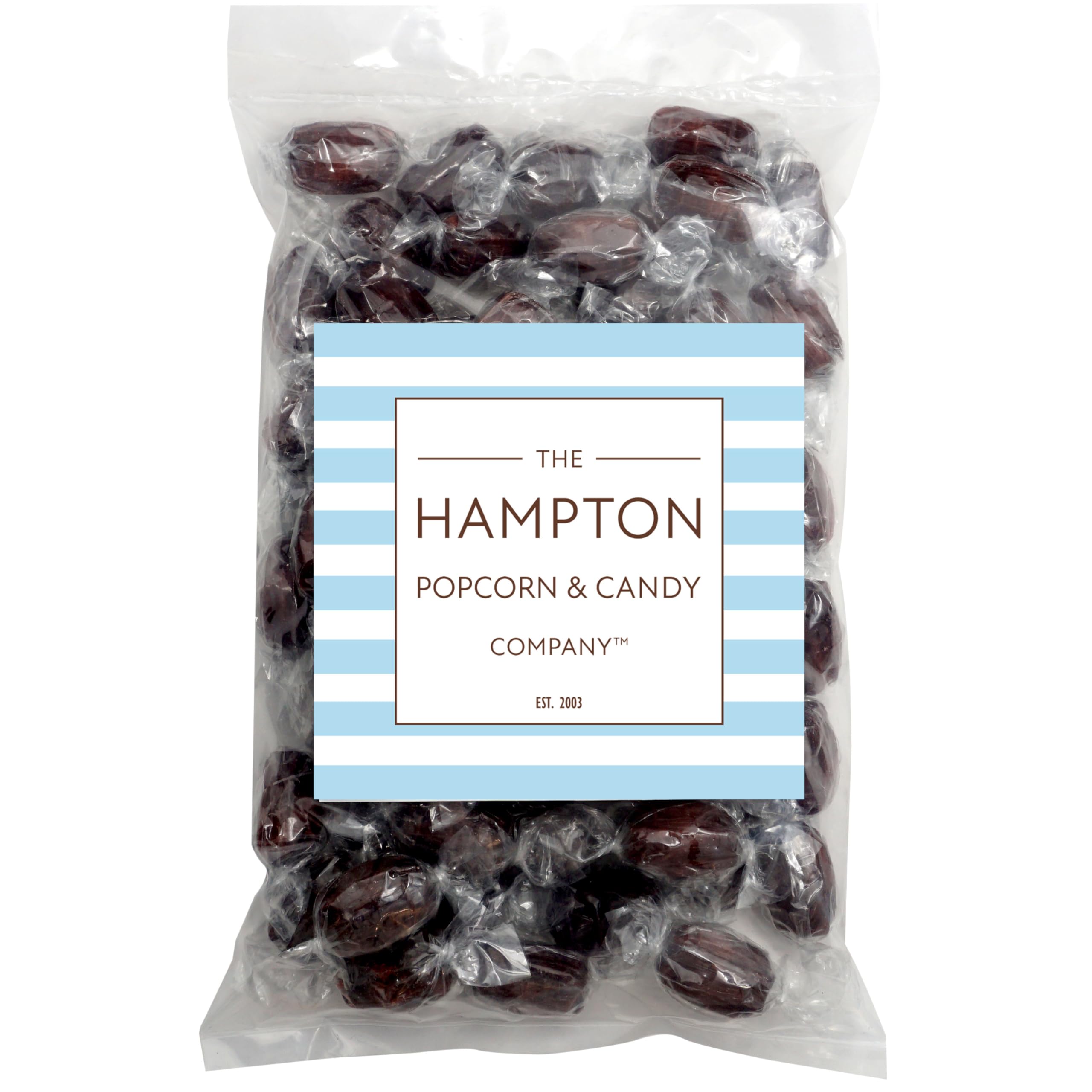 The Hampton Popcorn Company Root Beer Barrels, individually wrapped for freshness and gifting.