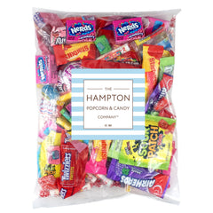 The Hampton Popcorn Company assortment on display with colorful individually wrapped treats for parties.