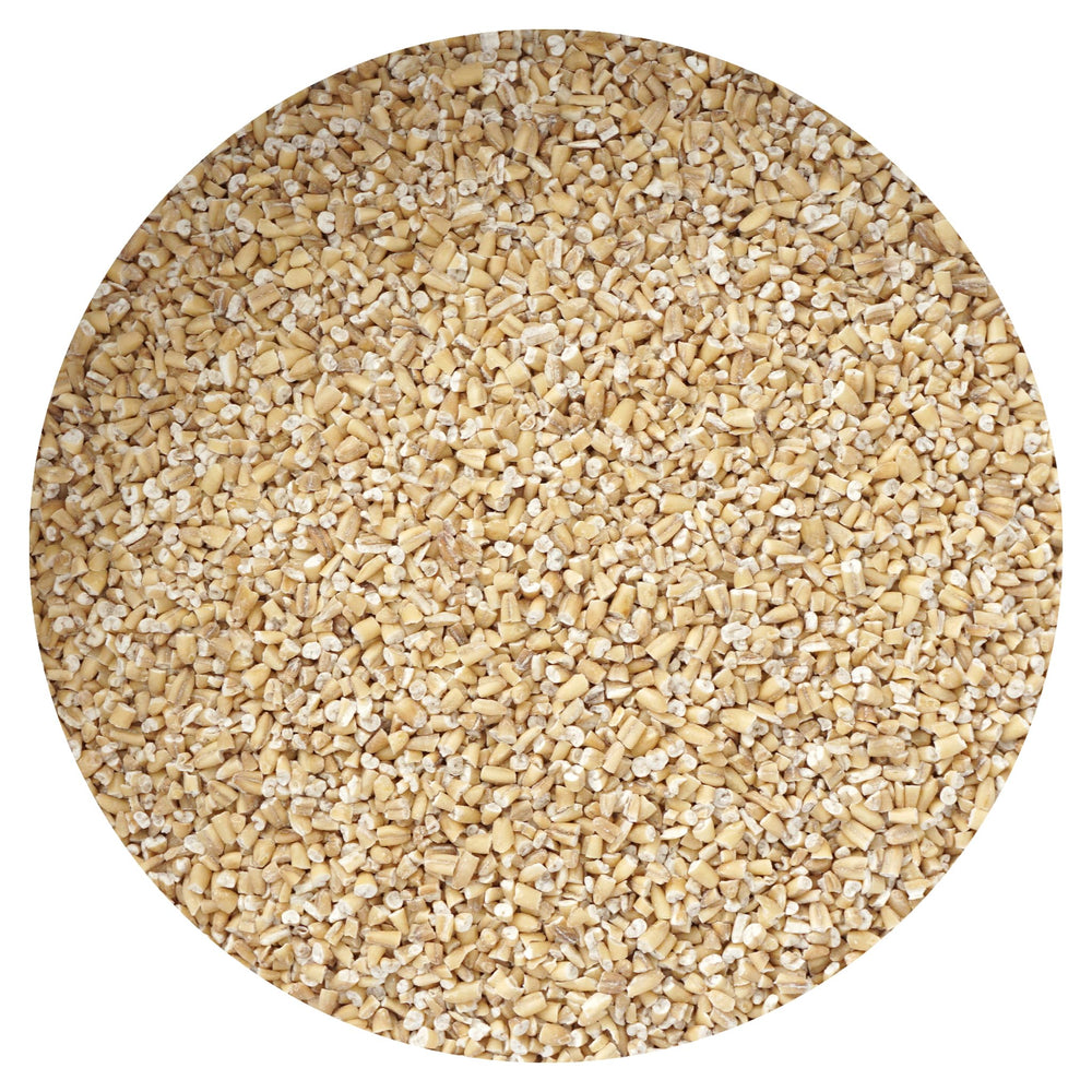 Hampton Regular Steel Cut Oats bulk bag close-up shows hearty, breakfast-ready texture.